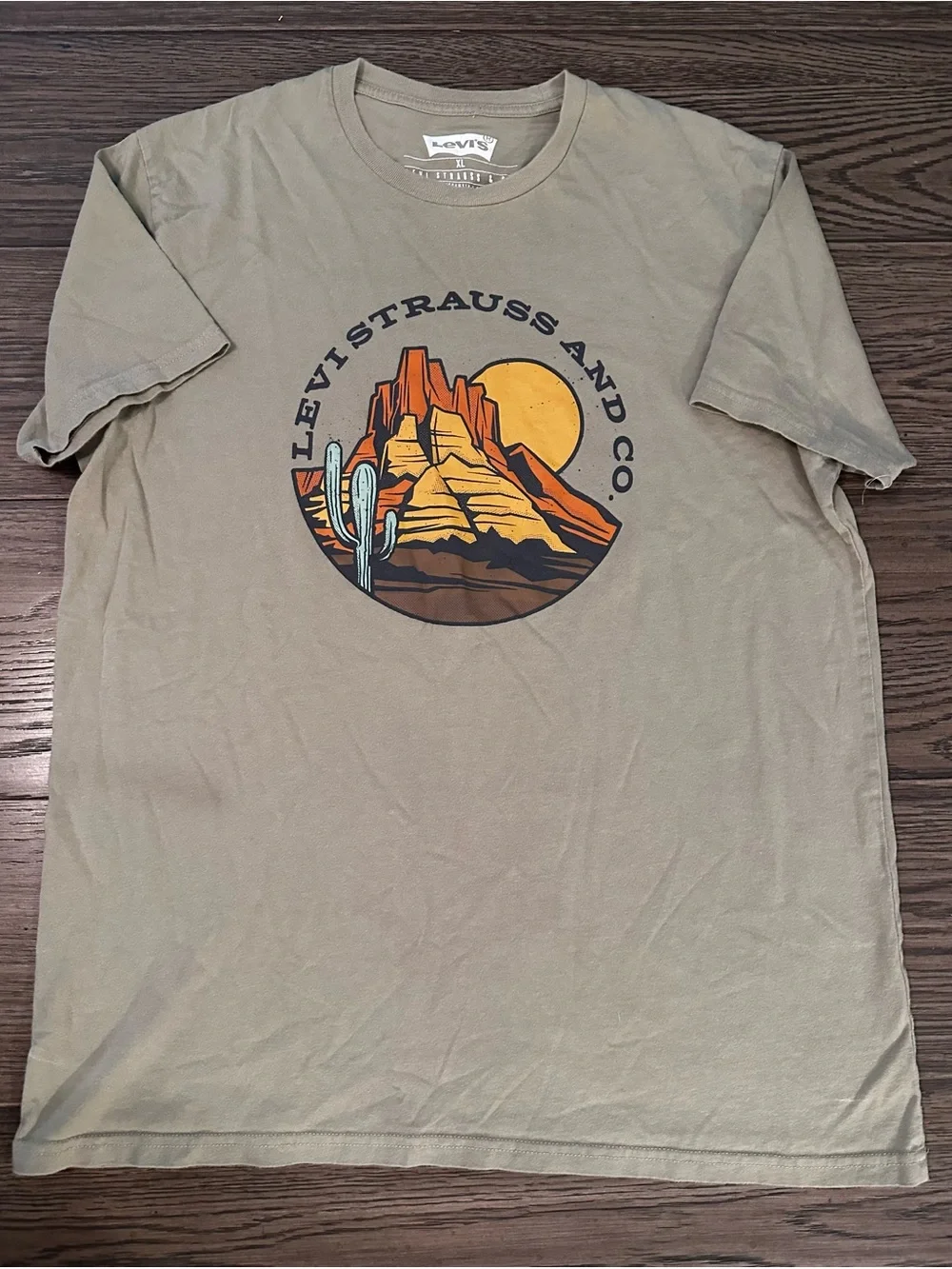 Levi's Olive Short Sleeve Tee with Desert Graphic